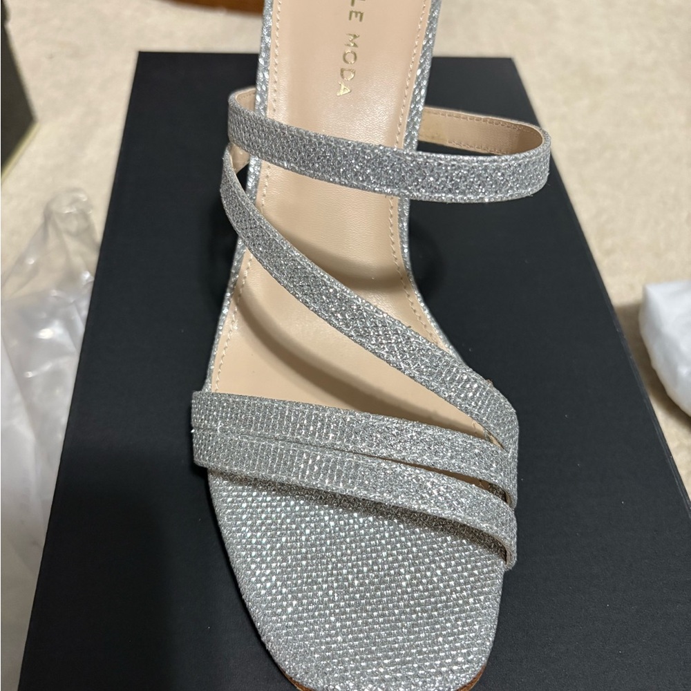 Elegant Silver Strappy Heels by Steve Madden